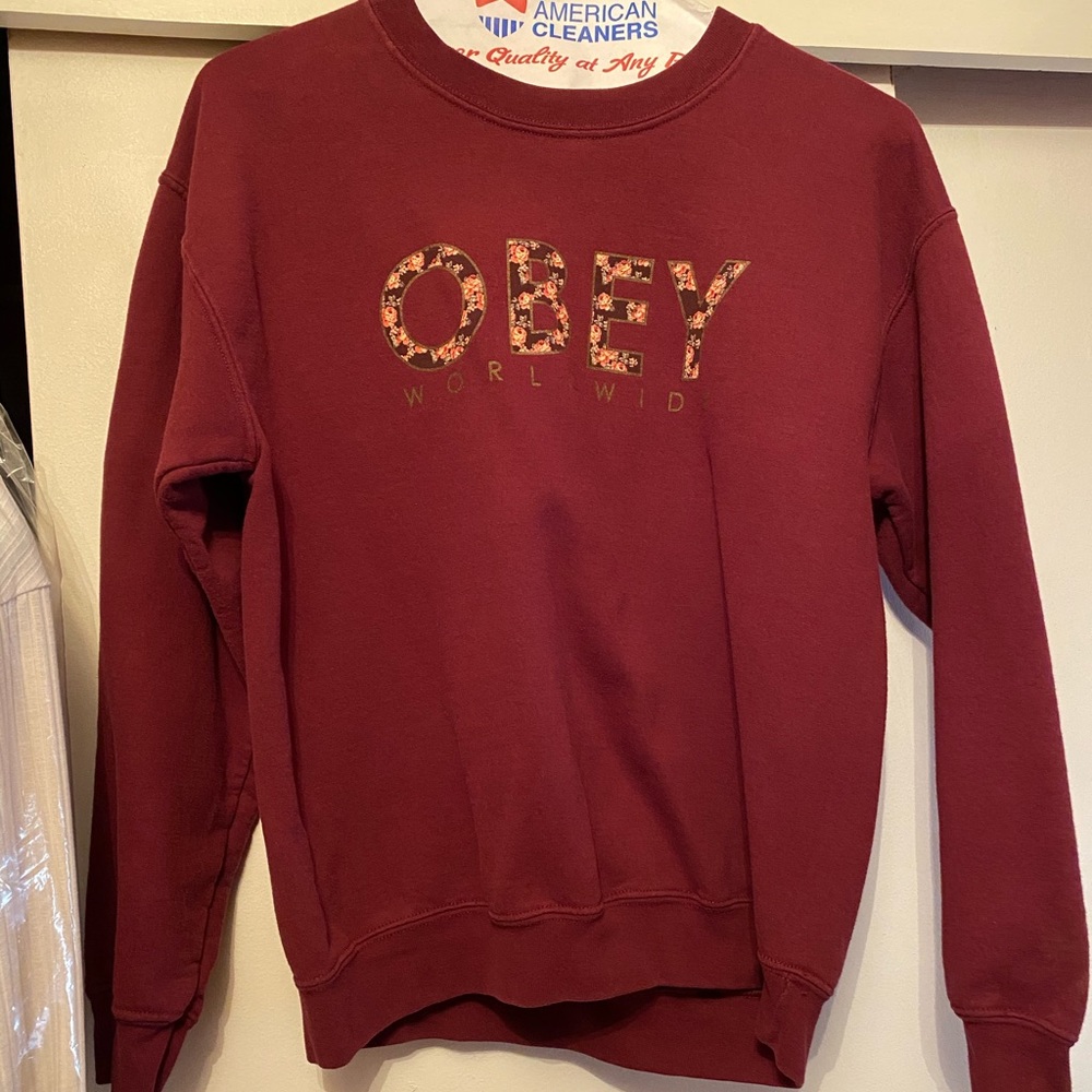 Burgundy Obey Pullover